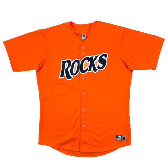 Wilmington Blue Rocks Baseball Jersey USA Signed #40 Orange RARE COLOR Size 48 - Picture 1 of 12